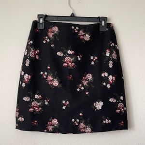 LOFT Black Floral Mini Skirt